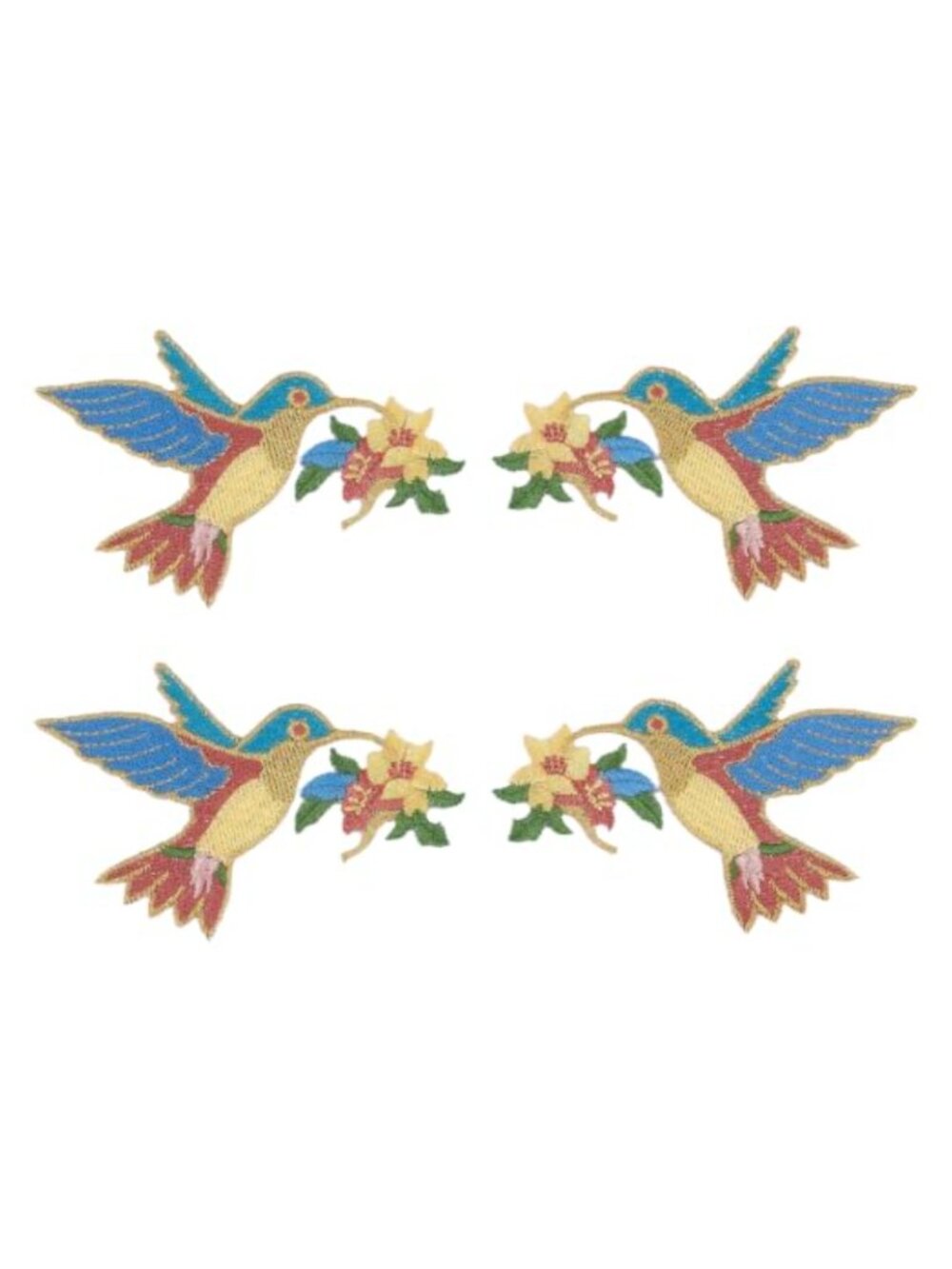 2 Pairs Bird Applique Patches Embroidered Polyester Iron On 3.54 x 2.75 Inch